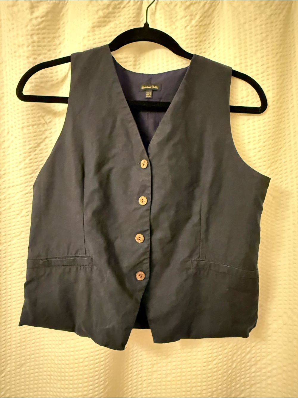 Massimo Tutti Linen Cotton Navy Blue Vest Sz US 4 EUR 36 Sleeveless Chic - Picture 4 of 9